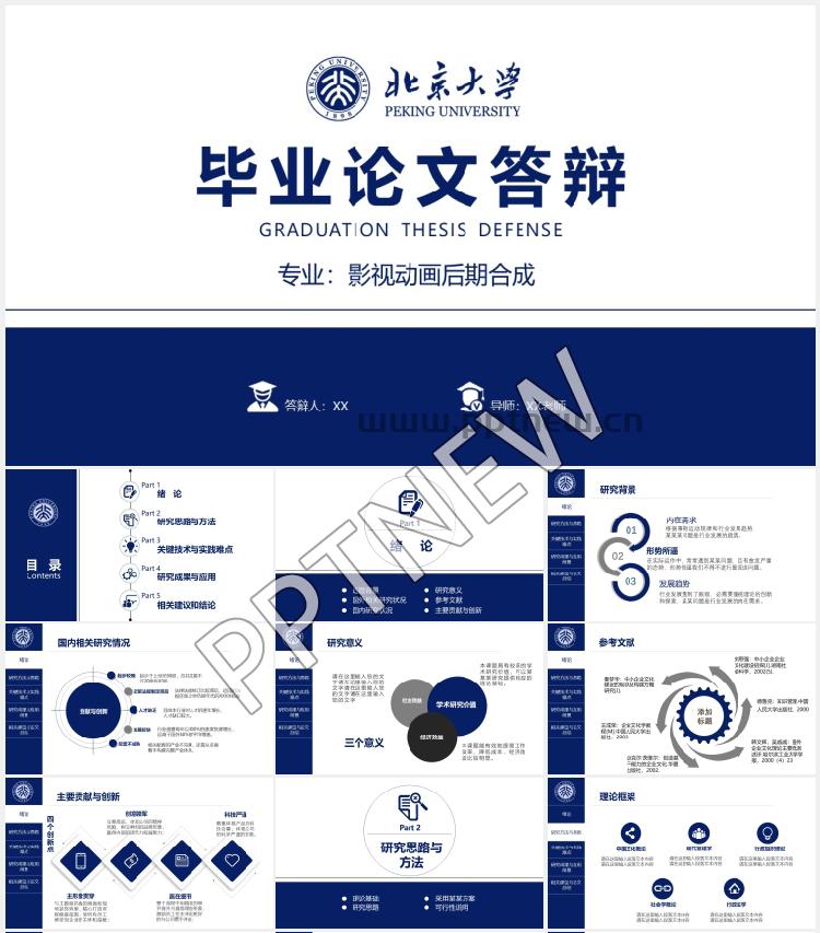 毕业答辩PPT模版下载，开题报告 (3)，北京大学